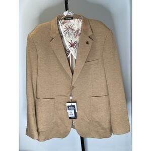 Tom Baine Men’s 3XL Solid Notch Label Blazer - Khaki - Slim Fit - READ $299